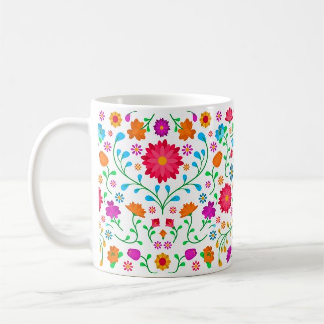 Taza De Café Cheerful colourful folk art pattern  (Izquierda)