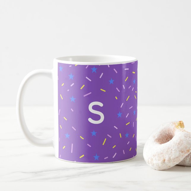 Taza De Café Cheerful Sprinkle Initial Mug (Con donut)