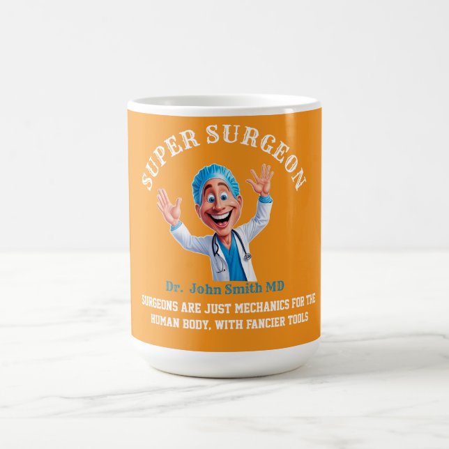 Taza De Café Cheerful Surgeon Cartoon Art for Medical Heroes (Centro)