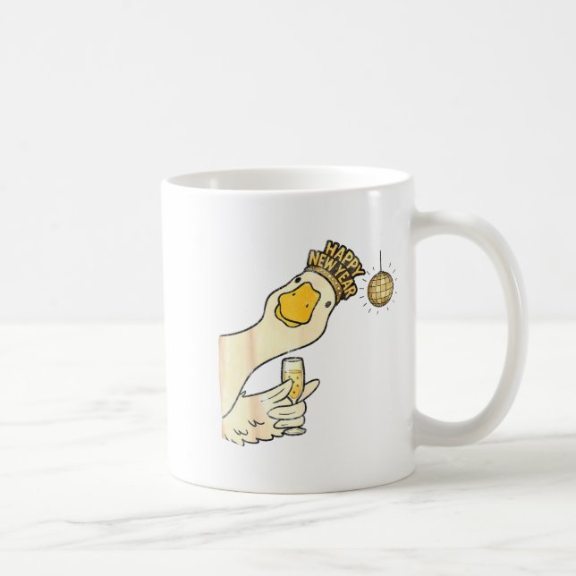 Taza De Café Cheers Happy New Year 2026 Goose With Champagne Di (Derecha)