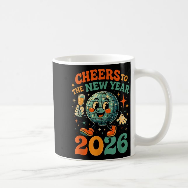 Taza De Café Cheers To The New Year 2026 Retro Disco Gift  (Derecha)