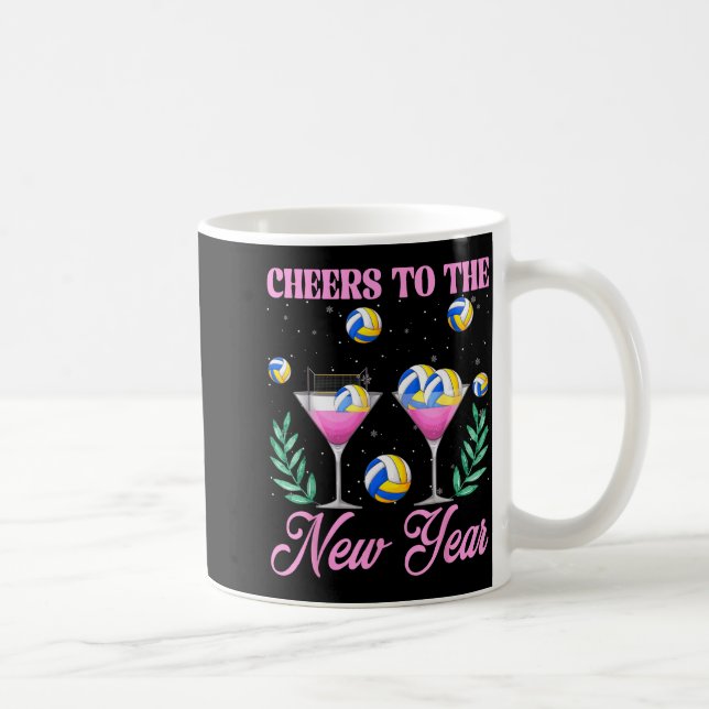 Taza De Café Cheers To The New Year Champagne Gl &amp; Volleyba (Derecha)