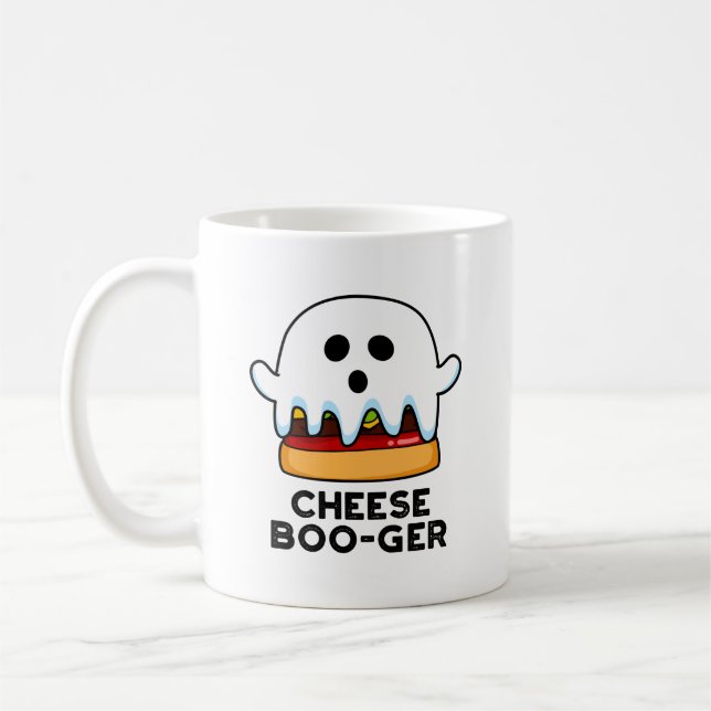 Taza De Café Cheese Boo-ger Funny Ghost Cheeseburger Pun (Izquierda)
