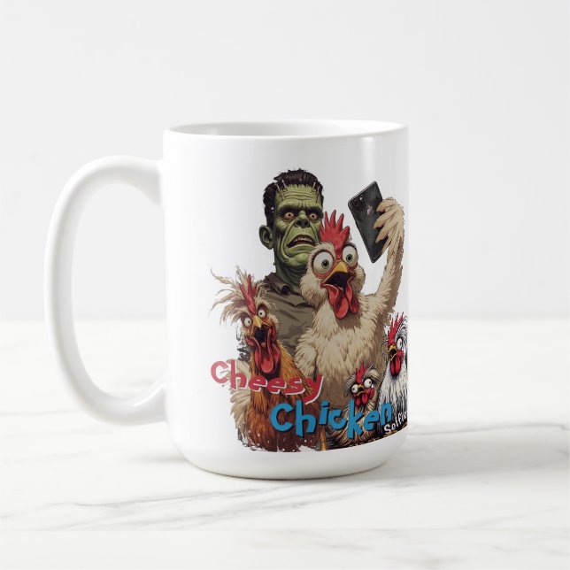 Taza De Café Cheesy Chicken Meets "Frankenstein" (Izquierda)