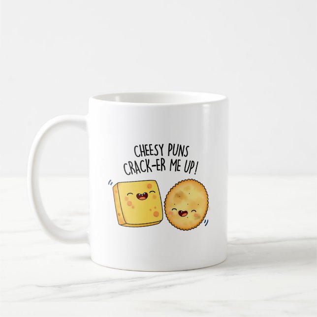 Taza De Café Cheesy Puns Crack-er Me Up Funny Chese Pun (Izquierda)