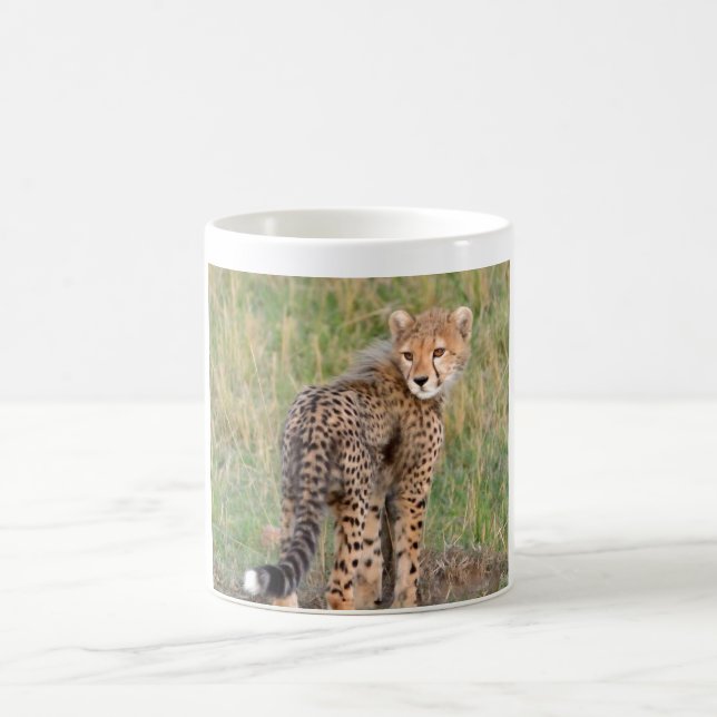 Taza De Café Cheetah Cub Mirándote Hacia Atrás. (Centro)