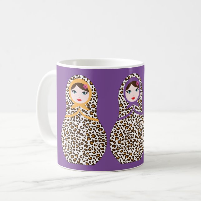 Taza De Café Cheetah Print Matryoshka Coffee Mug (Anverso izquierdo)