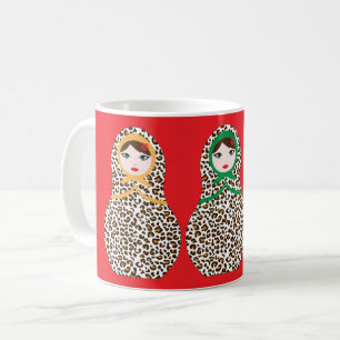 Taza De Café Cheetah Print Matryoshka Coffee Mug