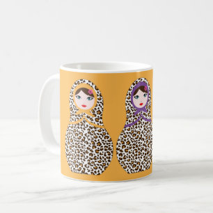 Taza De Café Cheetah Print Matryoshka Coffee Mug