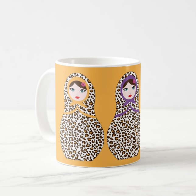 Taza De Café Cheetah Print Matryoshka Coffee Mug (Anverso izquierdo)