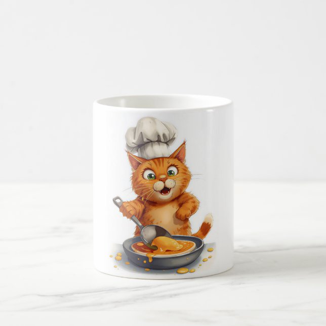 Taza De Café Chef Gato Adorable Preparando Panqueques  (Centro)