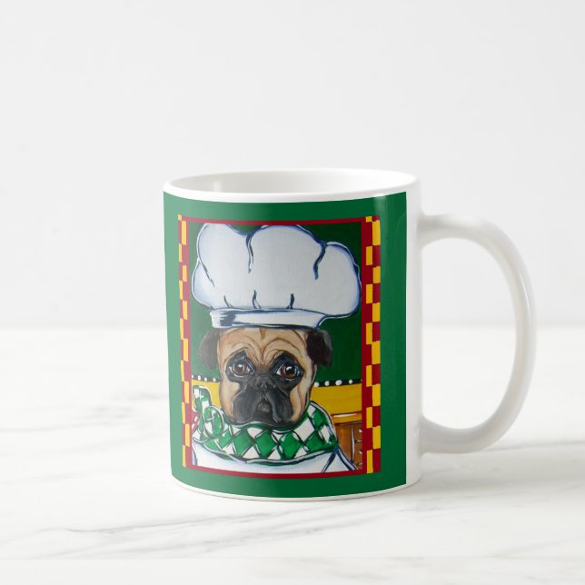 Taza De Café Chef Irlandés Pug (Derecha)