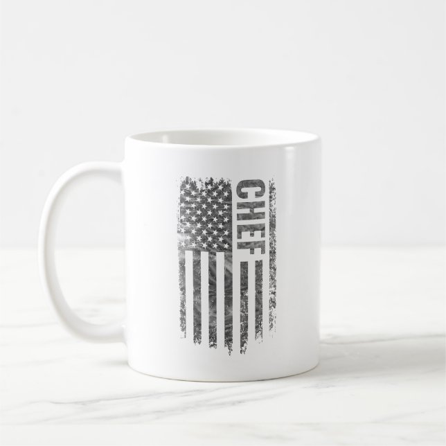 Taza De Café Chef USA Flag Distressed design (Izquierda)