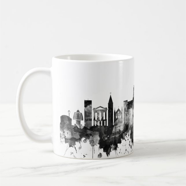 Taza De Café Chennai Tamil Nadu Skyline BW (Izquierda)