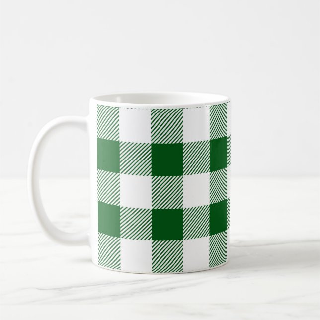 Taza De Café Cheque blanco verde de relleno de búfalo (Izquierda)