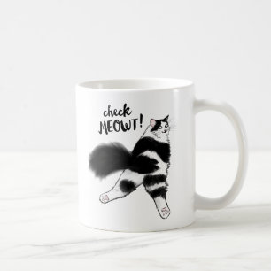 Taza De Café ¡Chequea a Meowt! Graciosa explosión de gato blanc