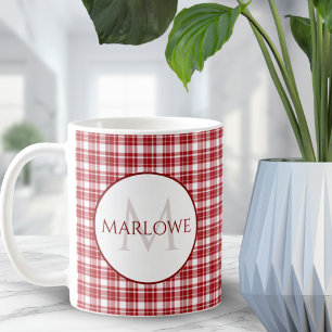 Taza De Café Cheques clásicos de color rojo ☕️ rebanados para c