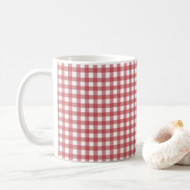 Taza De Café Cheques de Gingham rojo y blanco sobre el software