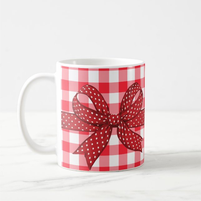 Taza De Café Cheques rojo y blanco (Izquierda)