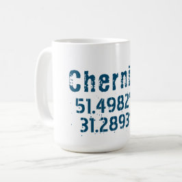 Taza De Café Chernihiv Ucrania Latitud y Longitud Deteriorado