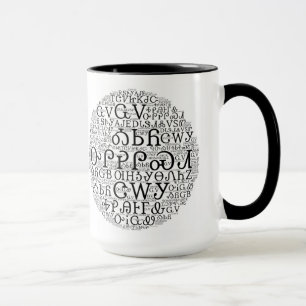 Taza de café cherokee de la nube de la palabra de
