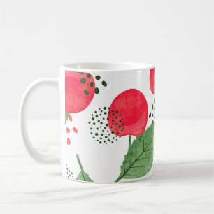 Taza De Café Cherry Berries Vintage, Watercolor Seamless.