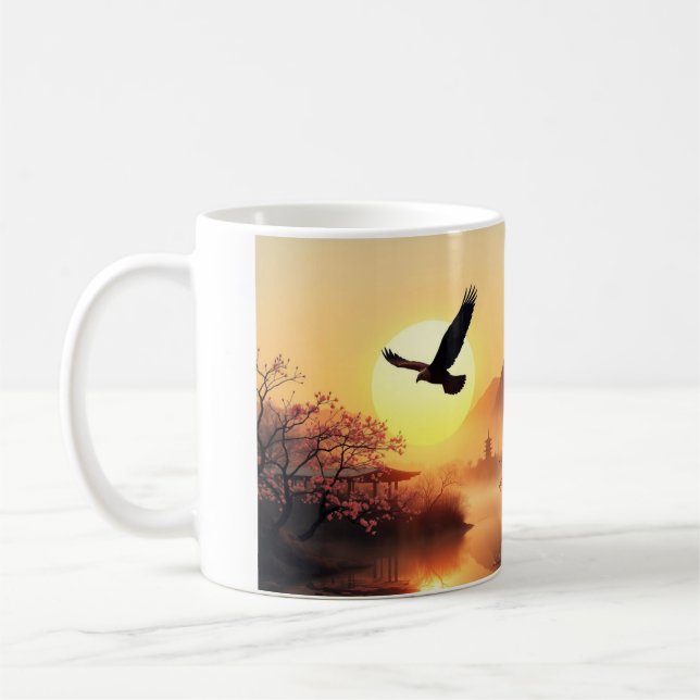 Taza De Café Cherry Blossom Sunset Eagle Coffee Mug (Izquierda)