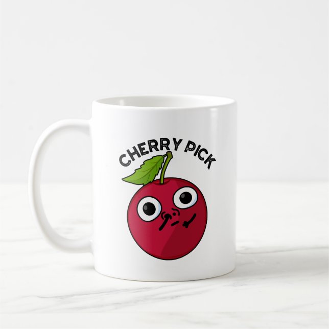 Taza De Café Cherry Pick Funny Fruit Pun (Izquierda)
