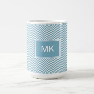 Taza De Café Chevron azul con monograma