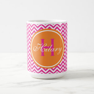 Taza De Café Chevron de muy buen gusto en rosas fuertes