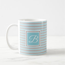 Taza De Café Chevron gris azul monogramado