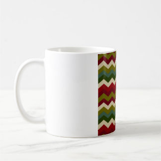 Taza De Café Chevron Navideño Rústico – Zigzag Rojo Verde y Cre