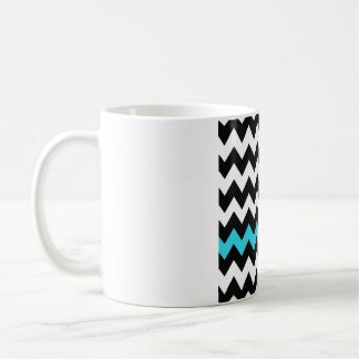 Taza De Café Chevron Negro, Blanco y Aqua – Zigzag de Acento Br