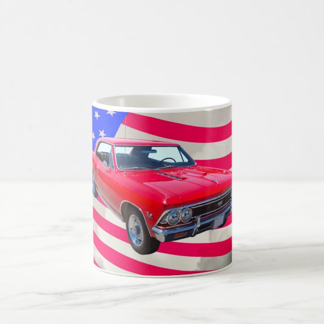 Taza De Café Chevy Chevelle SS 396 con la bandera americana (Centro)