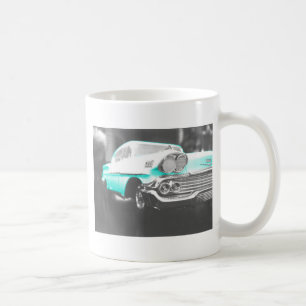 Taza De Café Chevy impala de 1958 coche clásico azul brillante