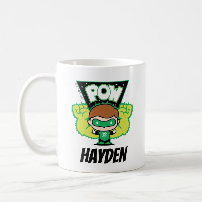 Taza De Café Chibi Green Lantern Formando puños gigantes (Izquierda)