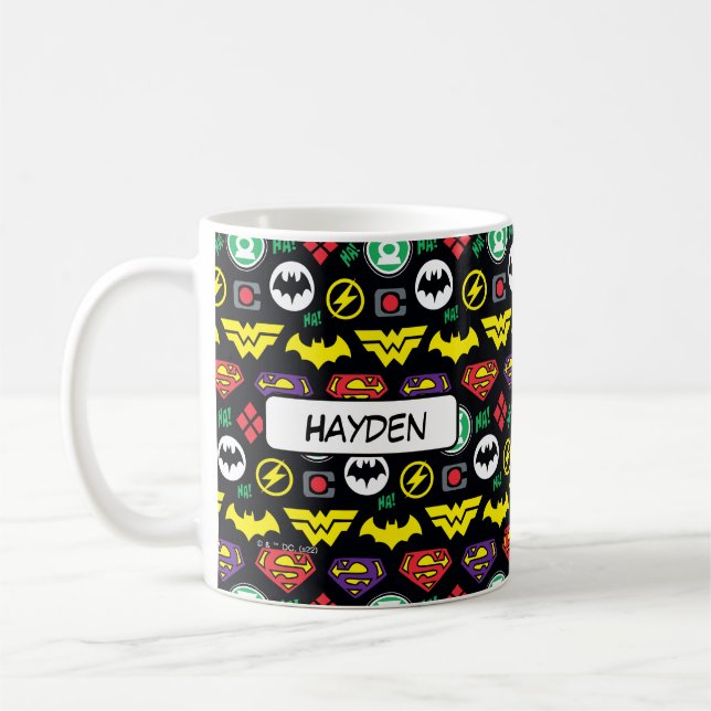 Taza De Café Chibi Justice League Logo Pattern (Izquierda)