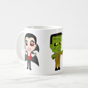 Taza De Café Chibi vampire, monstruo y mummy