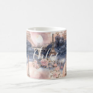 Taza De Café Chic Azul Francés Rosa París Torre Eiffel