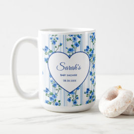 Taza De Café Chic Boho Blue Wildflower Boy floral Baby Shower 