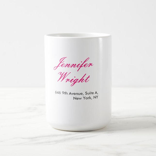 Taza De Café Chic calligraphy minimalist custom name adress (Centro)