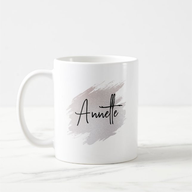 Taza De Café Chic glittery brushstroke personalized  (Izquierda)