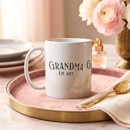 Taza De Café Chic Grandma Established Personalize Name Year