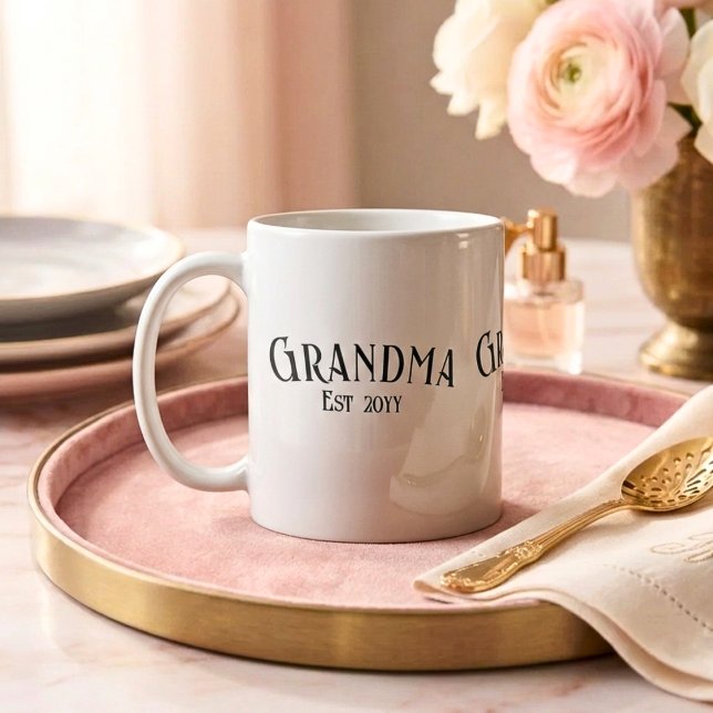 Taza De Café Chic Grandma Established Personalize Name Year (Subido por el creador)