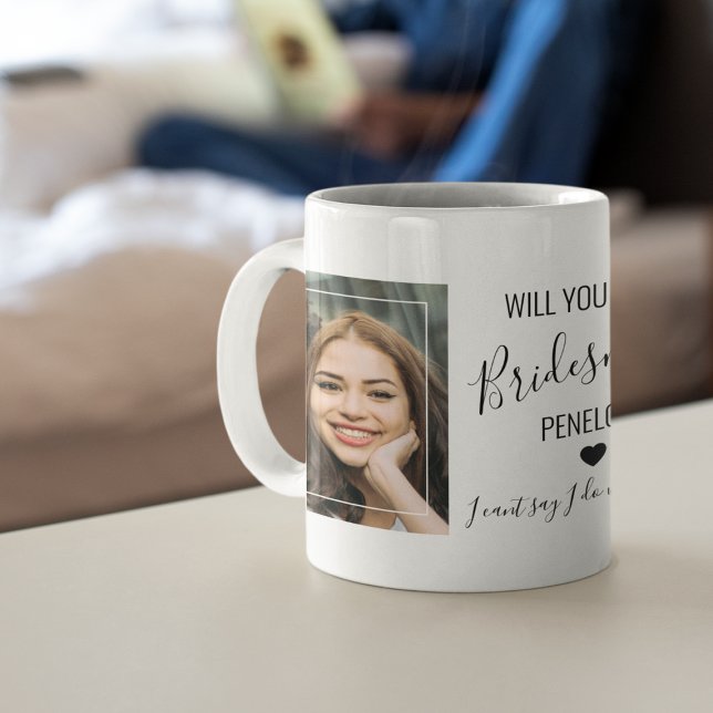 Taza De Café Chic Minimal Foto | ¿Serás Mi Dama de Honor (Subido por el creador)
