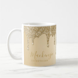 Taza De Café Chic Personalizado con Brillo de Glitter Dorado qu