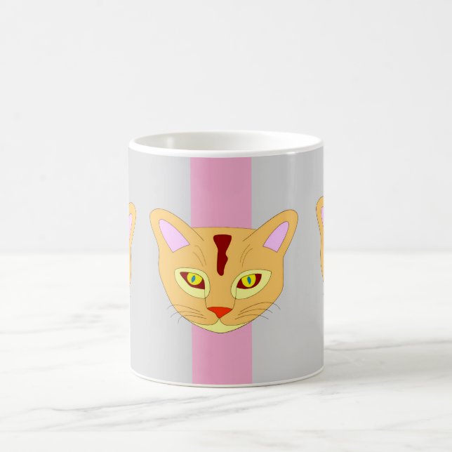 Taza De Café Chic Siamese Cat Design Pink Gray Coffee Mug (Centro)