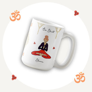 Taza De Café Chic y único, reflexivo Chica Yoga Om Shanti