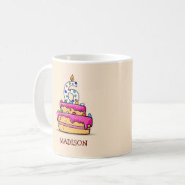 Taza De Café Chica 6º cumpleaños, 6 en pastelito rosa dulce