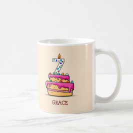 Taza De Café Chica 7 de cumpleaños, 7 de pastelería rosa dulce